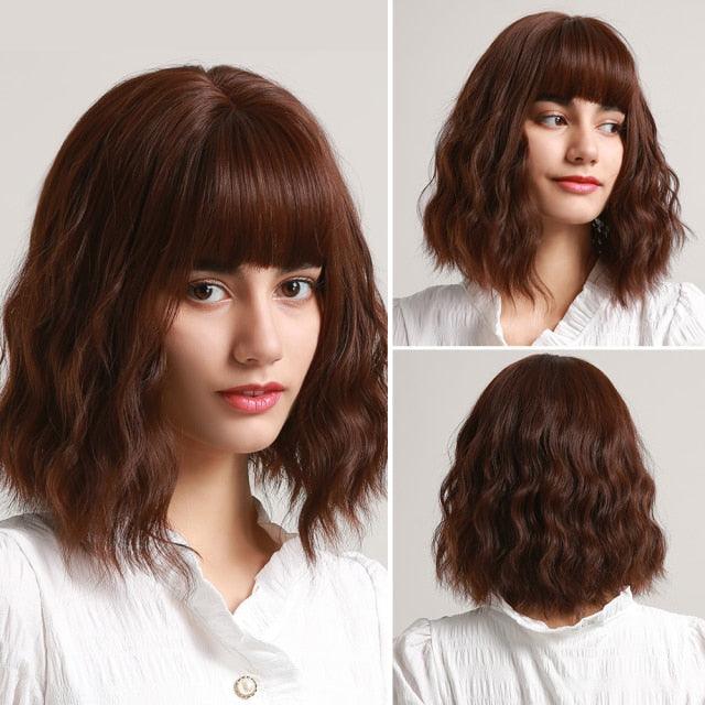 Perruque synthétique blonde ombrée bob pour femmes - Résistante à la chaleur