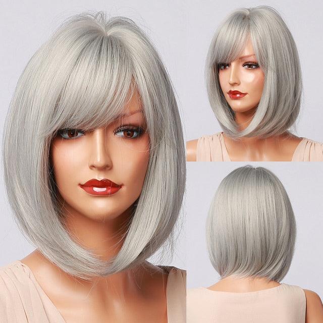 Perruque synthétique blonde ombrée bob pour femmes - Résistante à la chaleur