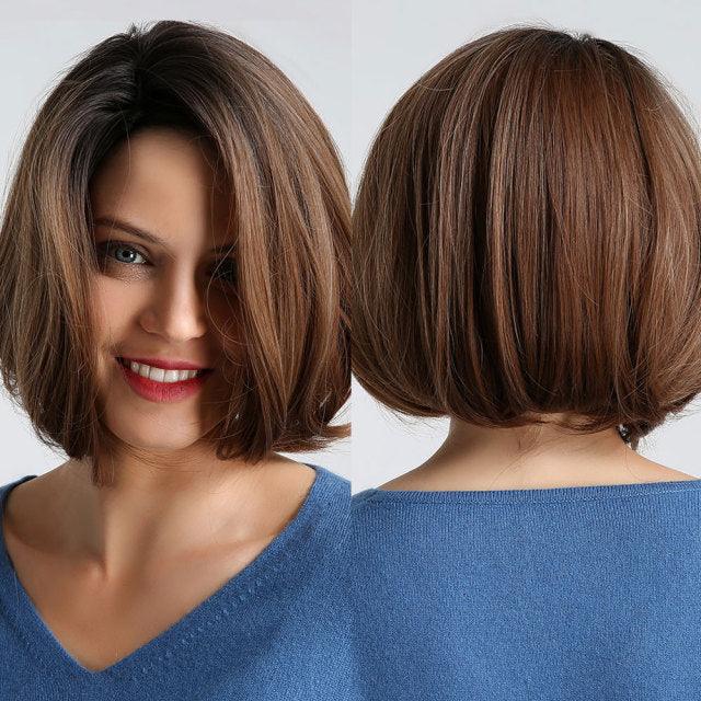 Perruque synthétique blonde ombrée bob pour femmes - Résistante à la chaleur