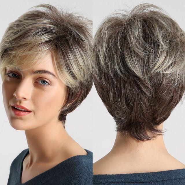 Perruque synthétique blonde ombrée bob pour femmes - Résistante à la chaleur