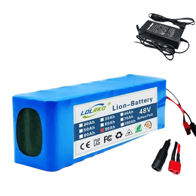 Blue 48V 90Ah Lithium-Ion Battery Pack with Charger