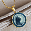 Blue Cat Pendant Necklace with Gold Accents