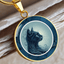 Blue Cat Pendant Necklace with Gold Accents