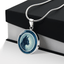 Blue Cat Pendant Necklace with Gold Accents