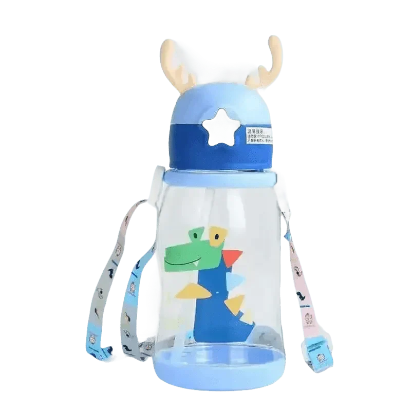 Blue Dinosaur Antler Kids Water Sippy Cup