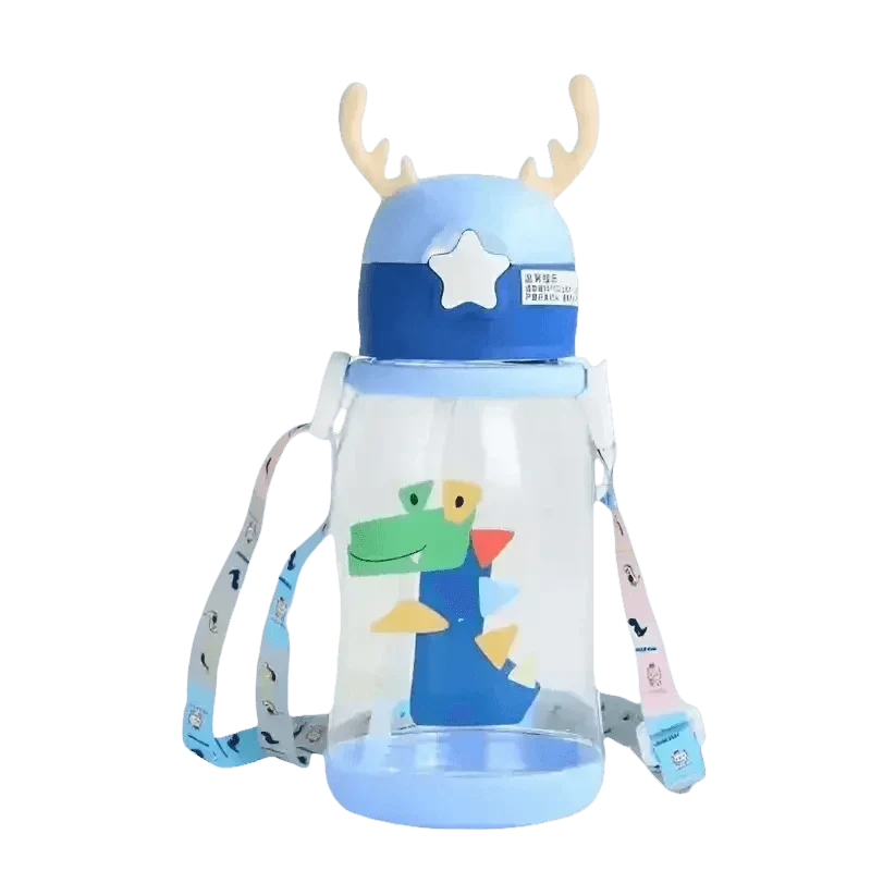 Blue Dinosaur Antler Kids Water Sippy Cup