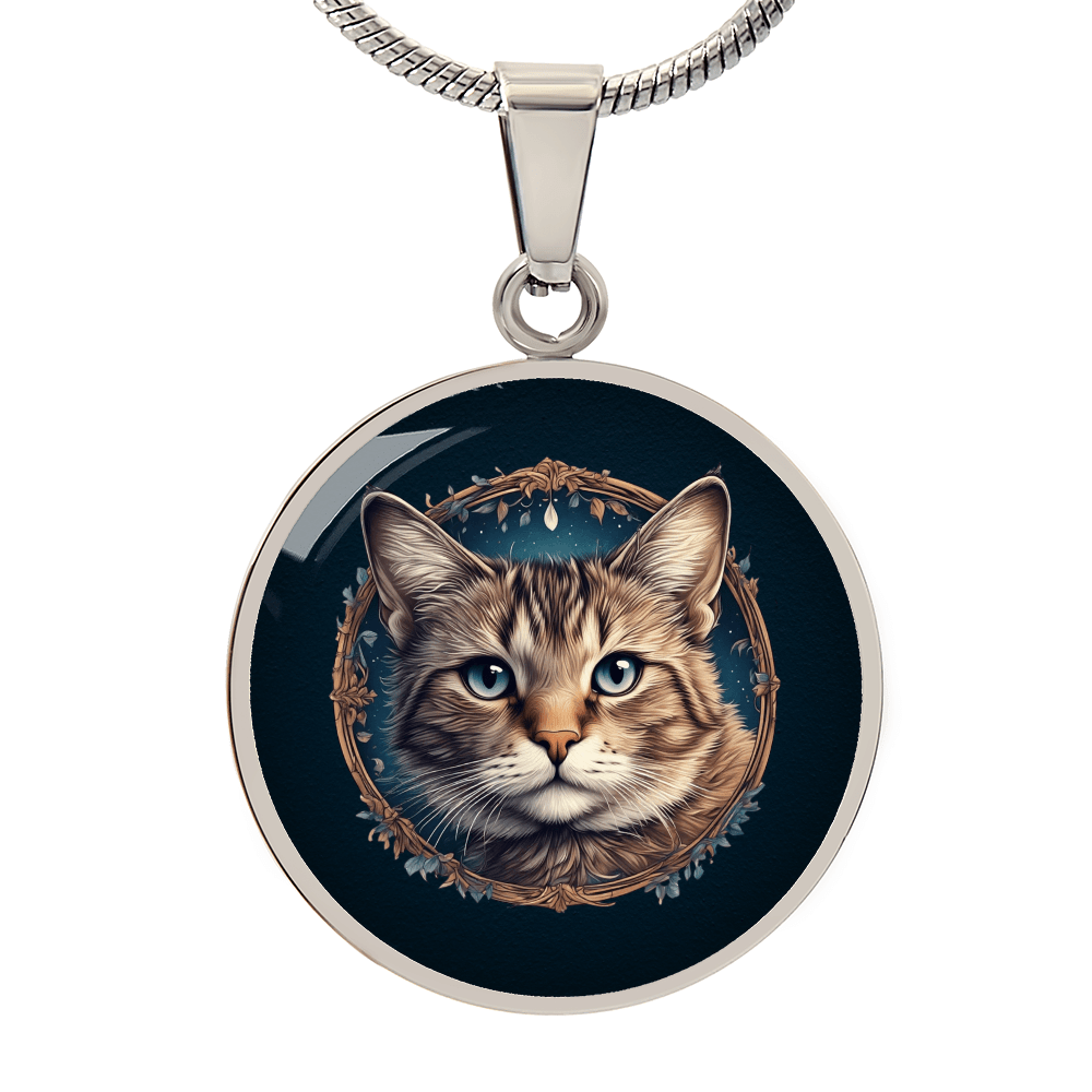 Collier Pendentif Petit Chat aux Yeux Bleus