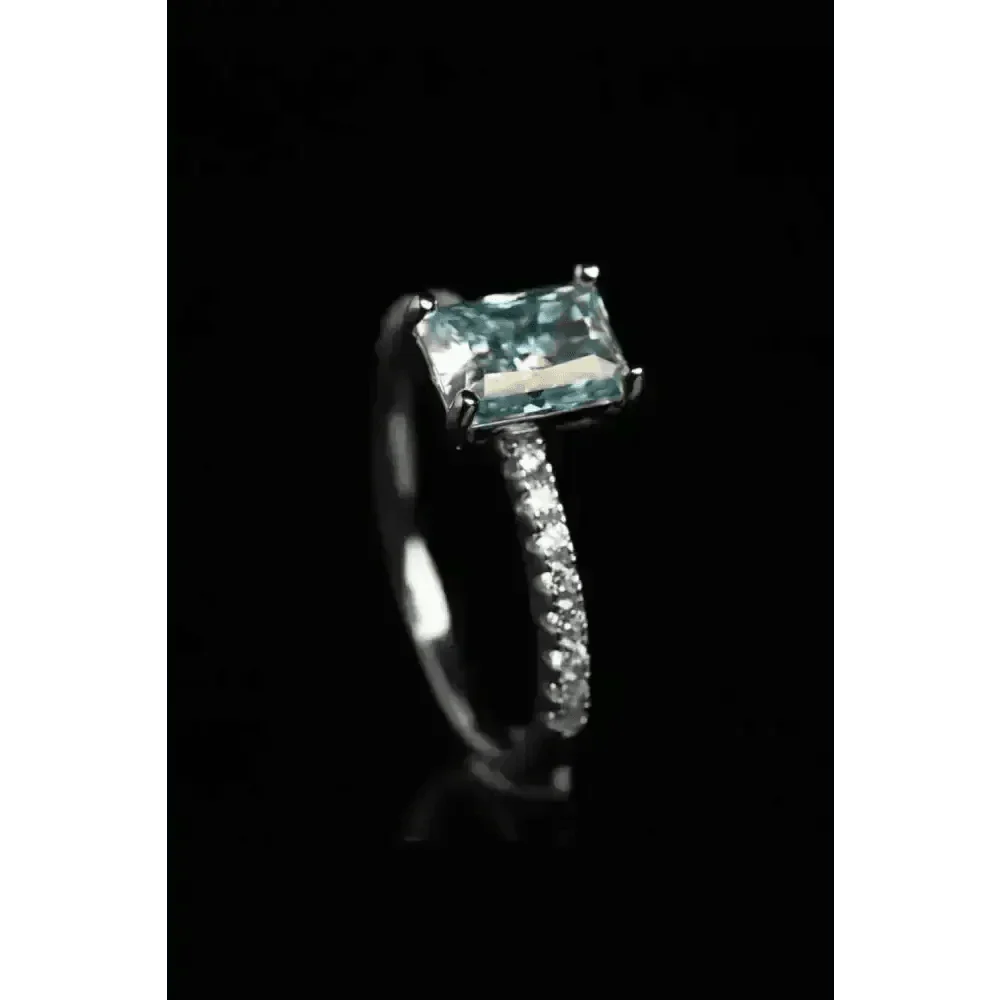Bague en Moissanite de 2 Carats avec Pierre Précieuse Bleue