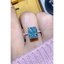 Bague en Moissanite de 2 Carats avec Pierre Précieuse Bleue