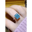 Bague en Moissanite de 2 Carats avec Pierre Précieuse Bleue