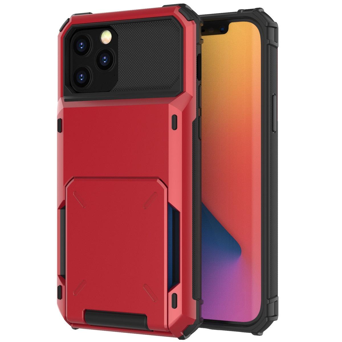 Funda para teléfono con bolsillo oculto y tarjetero para hombres en azul para iPhone 13/14
