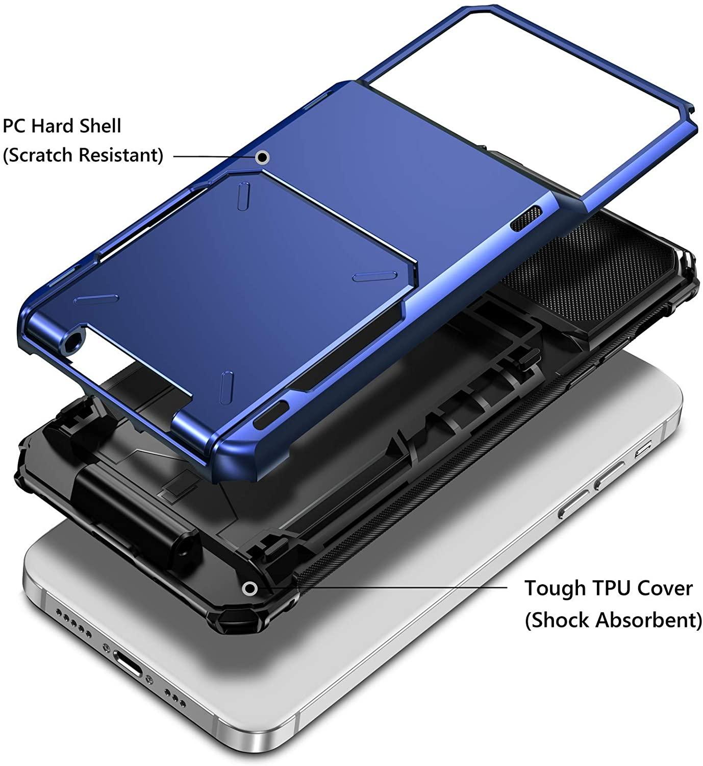 Funda para teléfono con bolsillo oculto y tarjetero para hombres en azul para iPhone 13/14