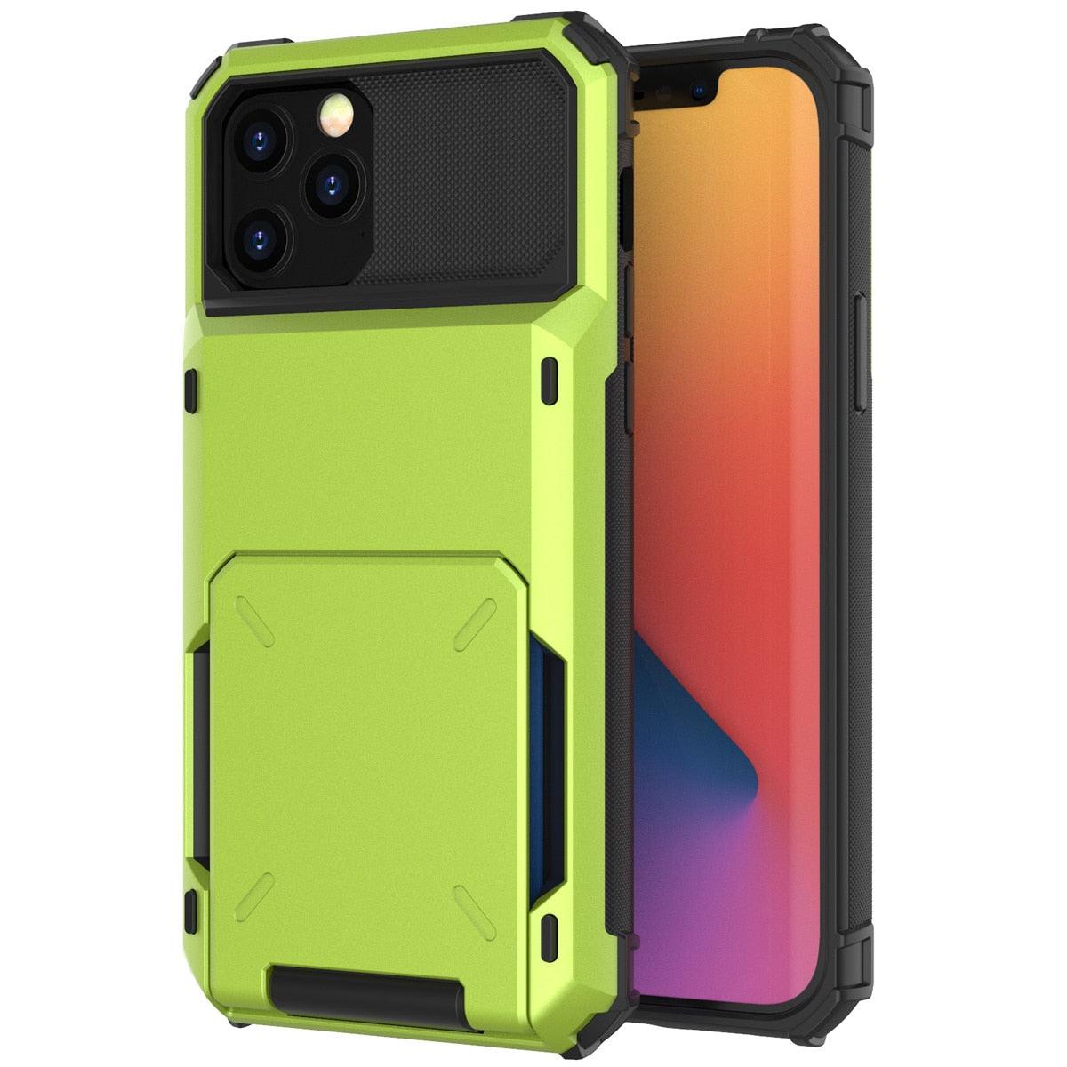 Funda para teléfono con bolsillo oculto y tarjetero para hombres en azul para iPhone 13/14