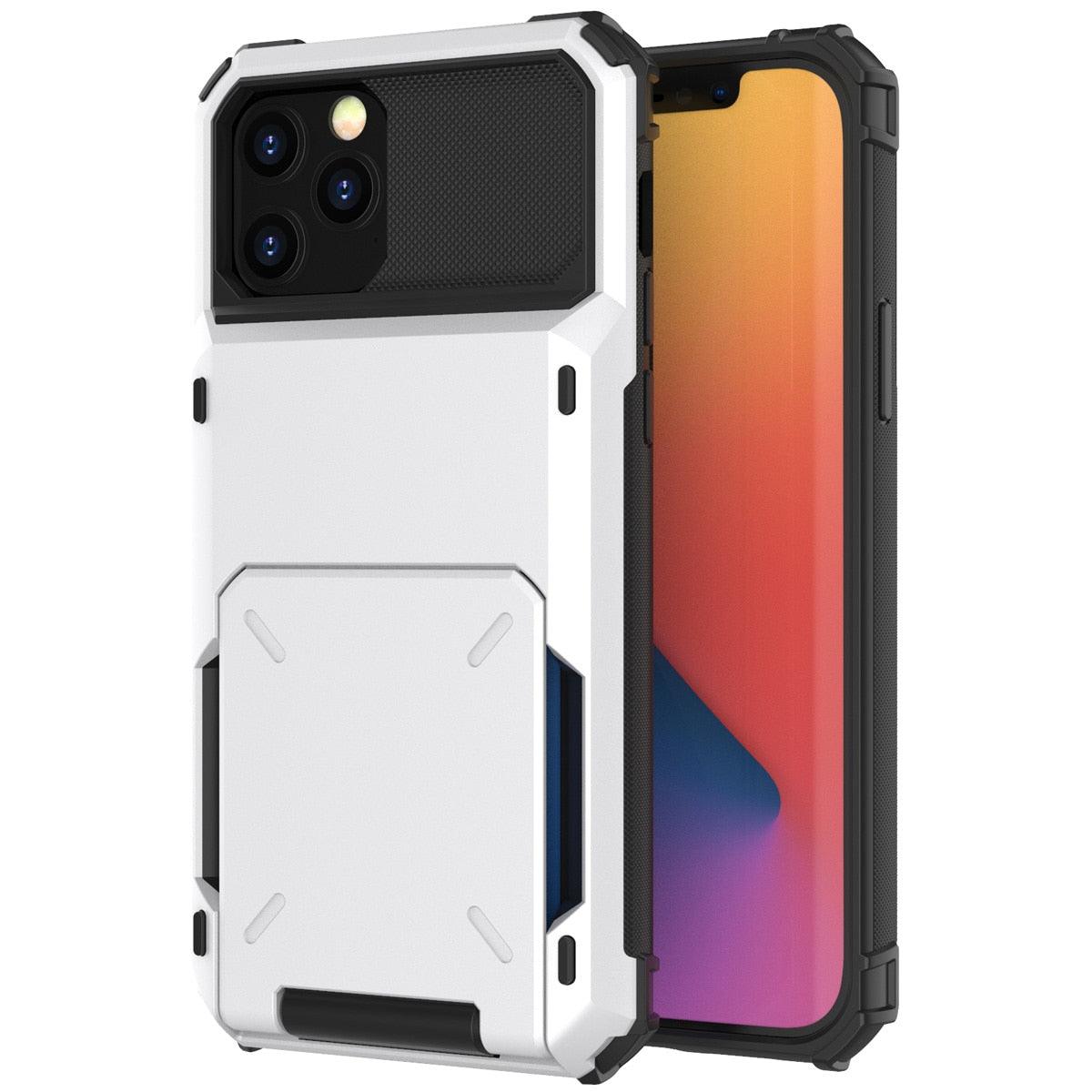 Funda para teléfono con bolsillo oculto y tarjetero para hombres en azul para iPhone 13/14