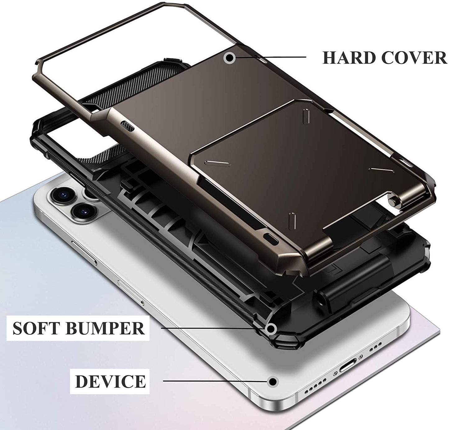 Funda para teléfono con bolsillo oculto y tarjetero para hombres en azul para iPhone 13/14