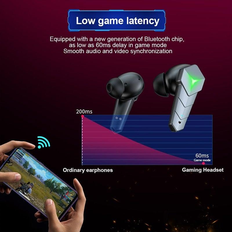 Écouteurs de jeu RGB Bluetooth 5.0 avec microphone et étui de chargement
