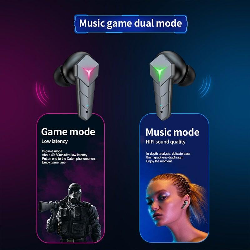 Écouteurs de jeu RGB Bluetooth 5.0 avec microphone et étui de chargement