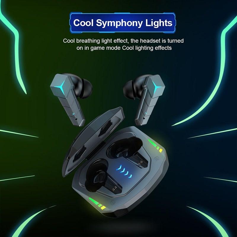 Écouteurs de jeu RGB Bluetooth 5.0 avec microphone et étui de chargement