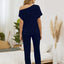 Boat Neck Top and Pants Lounge Set