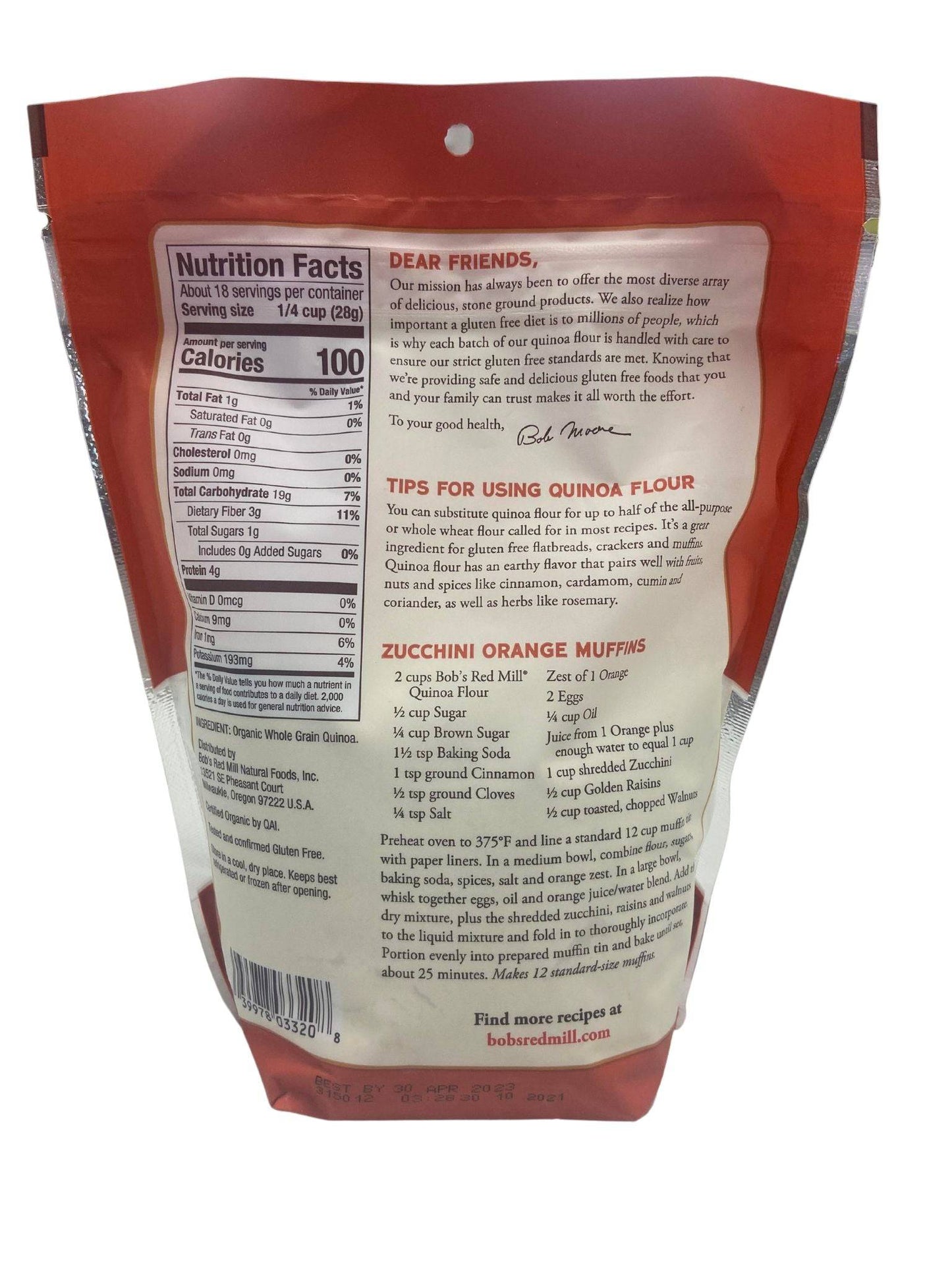 Bob’s Red Mill Organic Quinoa Flour – Finely Stone-Ground Whole Grain Flour