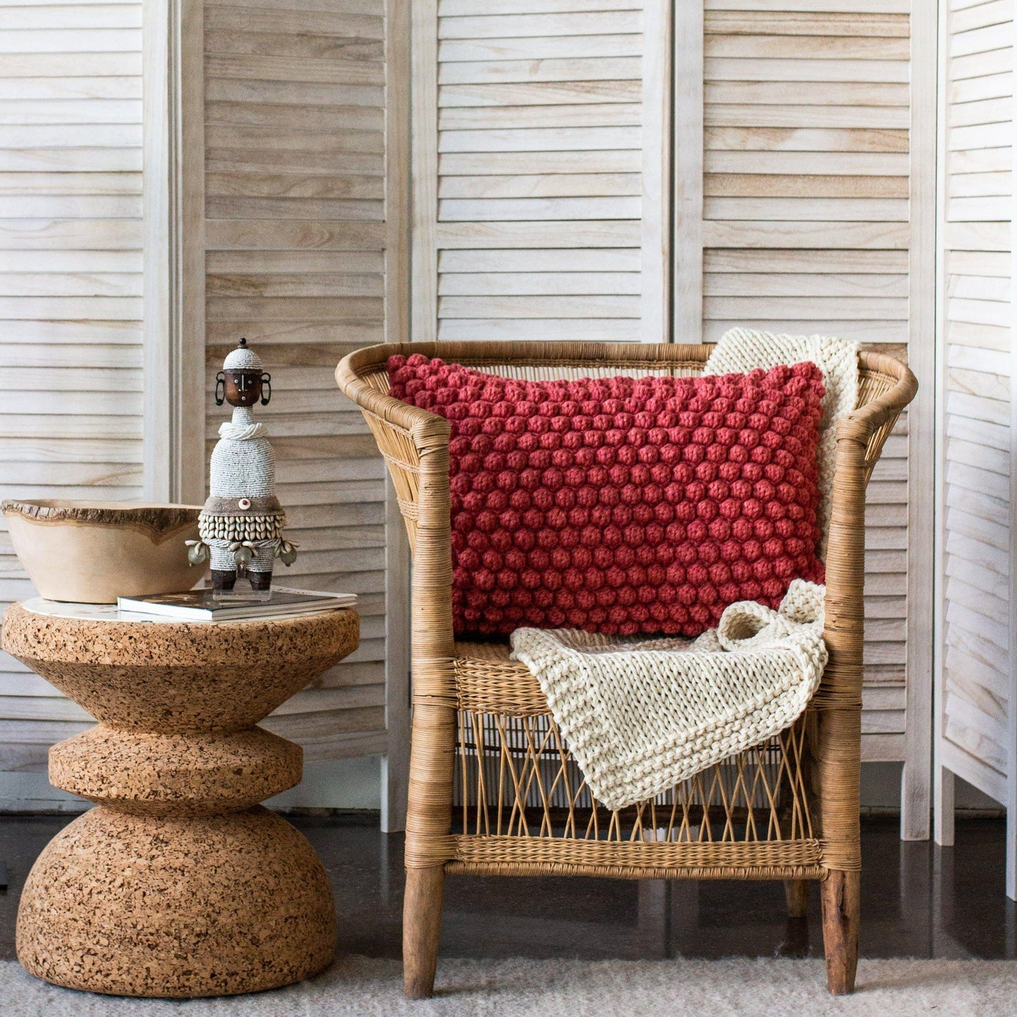 Cotton Bobbles Textured Throw Pillow - Korvel