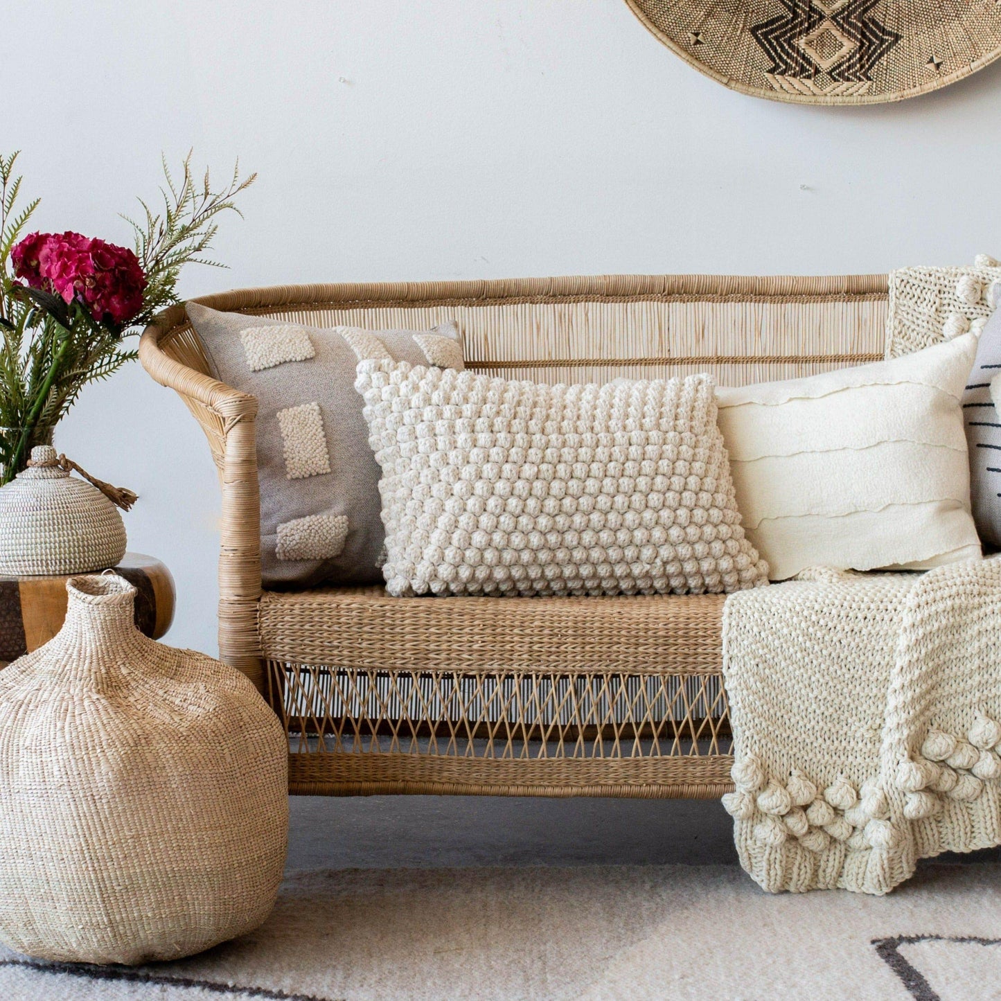 Cotton Bobbles Textured Throw Pillow - Korvel