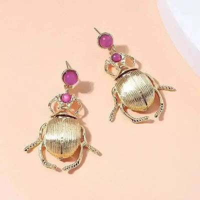 Vintage-Inspired Bohemia Earrings for Women - Gold-Plated Insect Design with Sparkling Diamonds - Korvel