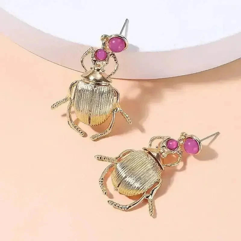 Vintage-Inspired Bohemia Earrings for Women - Gold-Plated Insect Design with Sparkling Diamonds - Korvel