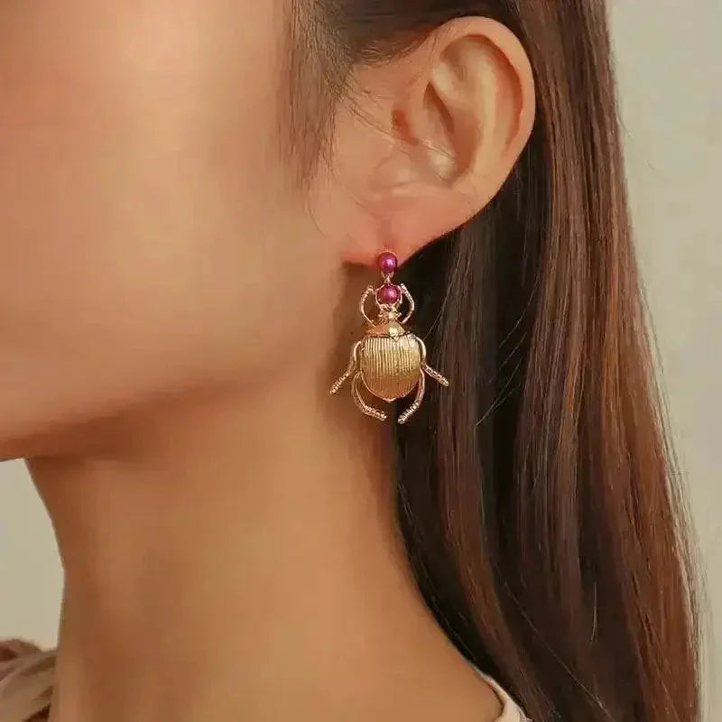 Vintage-Inspired Bohemia Earrings for Women - Gold-Plated Insect Design with Sparkling Diamonds - Korvel