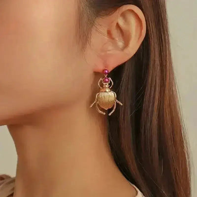 Vintage-Inspired Bohemia Earrings for Women - Gold-Plated Insect Design with Sparkling Diamonds - Korvel
