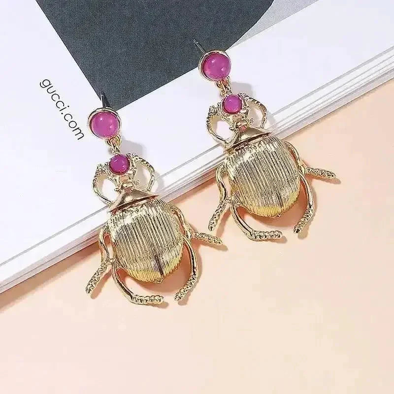 Vintage-Inspired Bohemia Earrings for Women - Gold-Plated Insect Design with Sparkling Diamonds - Korvel