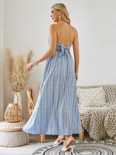 Bohemian Halter Maxi Dress - Women's Summer Beach Dress