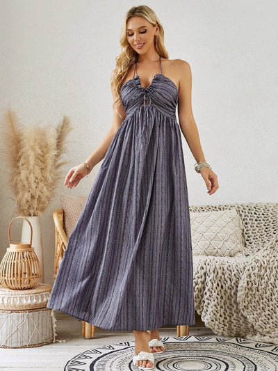 Robe Maxi Halter Bohémienne - Robe d'Été pour Femme
