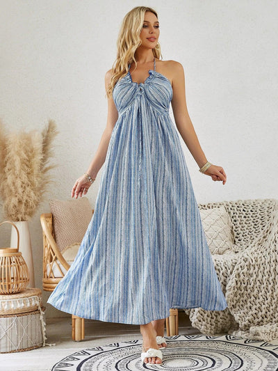 Bohemian Halter Maxi Dress - Women's Summer Beach Dress