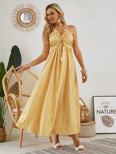 Robe Maxi Halter Bohémienne - Robe sans manches d'été pour femmes