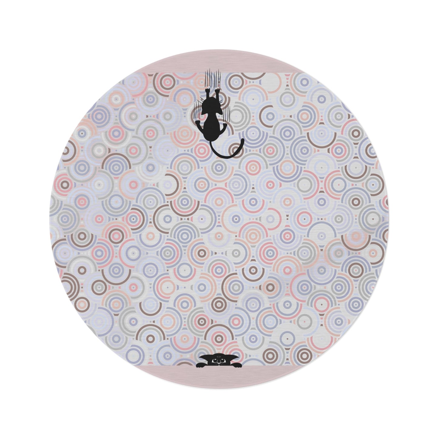 Vibrant Bohemian Round Rug with Playful Kitty Design - Korvel