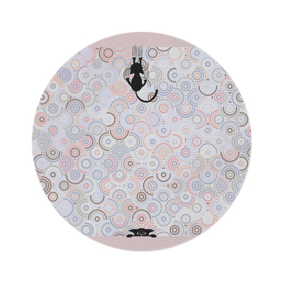 Vibrant Bohemian Round Rug with Playful Kitty Design - Korvel