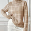 Bottom layer shirt contrasting plaid high neck sweater top - Korvel