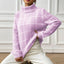 Bottom layer shirt contrasting plaid high neck sweater top - Korvel