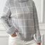 Bottom layer shirt contrasting plaid high neck sweater top - Korvel