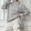 Bottom layer shirt contrasting plaid high neck sweater top - Korvel