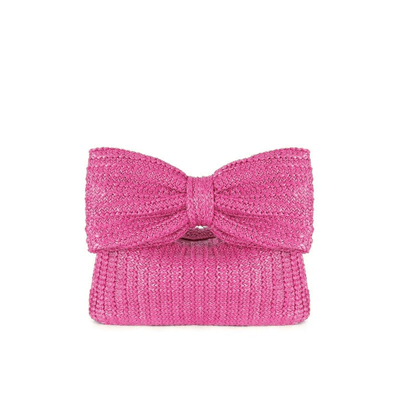 Bow knot grass woven handbag small bag hand-held bag - Korvel