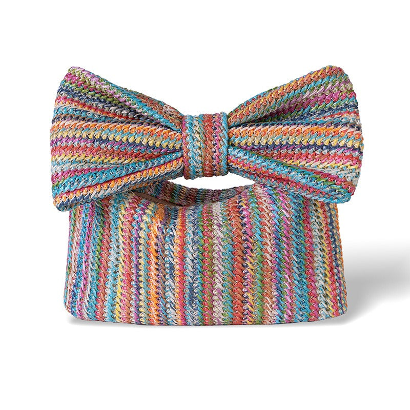 Bow knot grass woven handbag small bag hand-held bag - Korvel