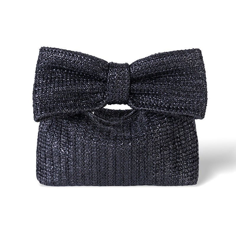Bow knot grass woven handbag small bag hand-held bag - Korvel