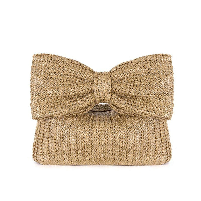 Bow knot grass woven handbag small bag hand-held bag - Korvel