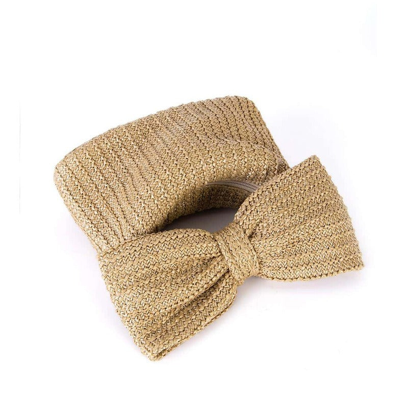 Bow knot grass woven handbag small bag hand-held bag - Korvel