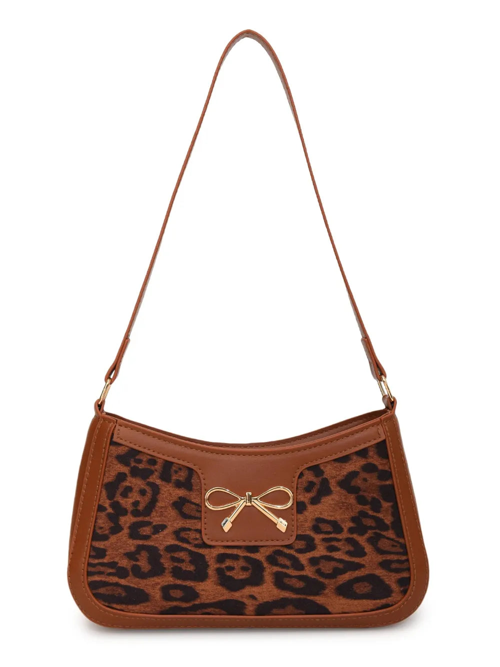 Bow Leopard PU Leather Crossbody Handbag