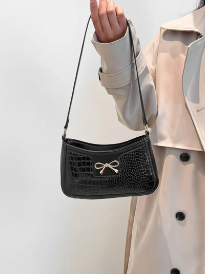 Bow PU Leather Shoulder Bag - Korvel