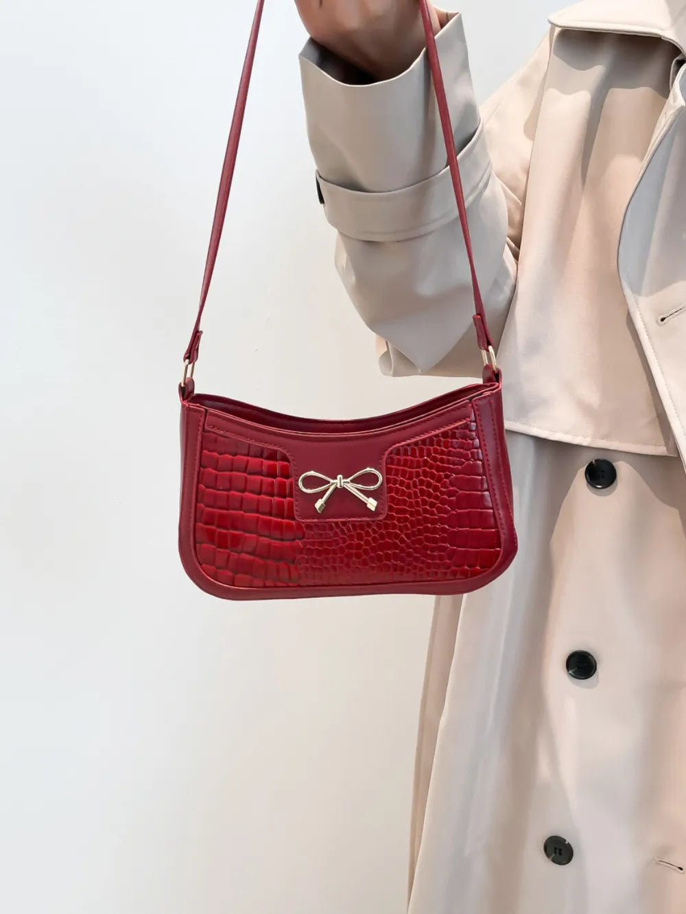 Bow PU Leather Shoulder Bag - Korvel