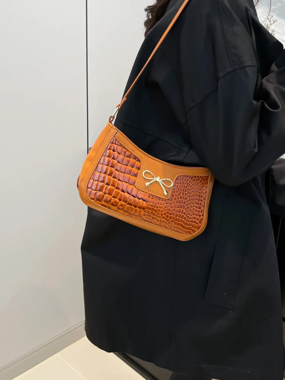 Bow PU Leather Shoulder Bag - Korvel